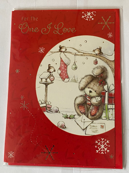 For The One I Love Christmas Card Red-Rabbit/Stocking(HSX2604B)