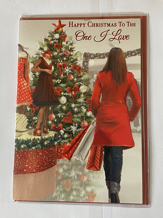 Happy Christmas To The One I Love Christmas Card Lady Christmas Shopping Inside(NC-VX020B)