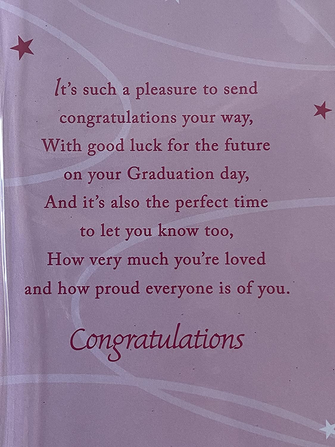 Congratulations Niece On Your Graduation Graduated Card White/Pink-Pictures/Words/Stars 3D/Glitter/Foil Detail(PRELUDE33226)