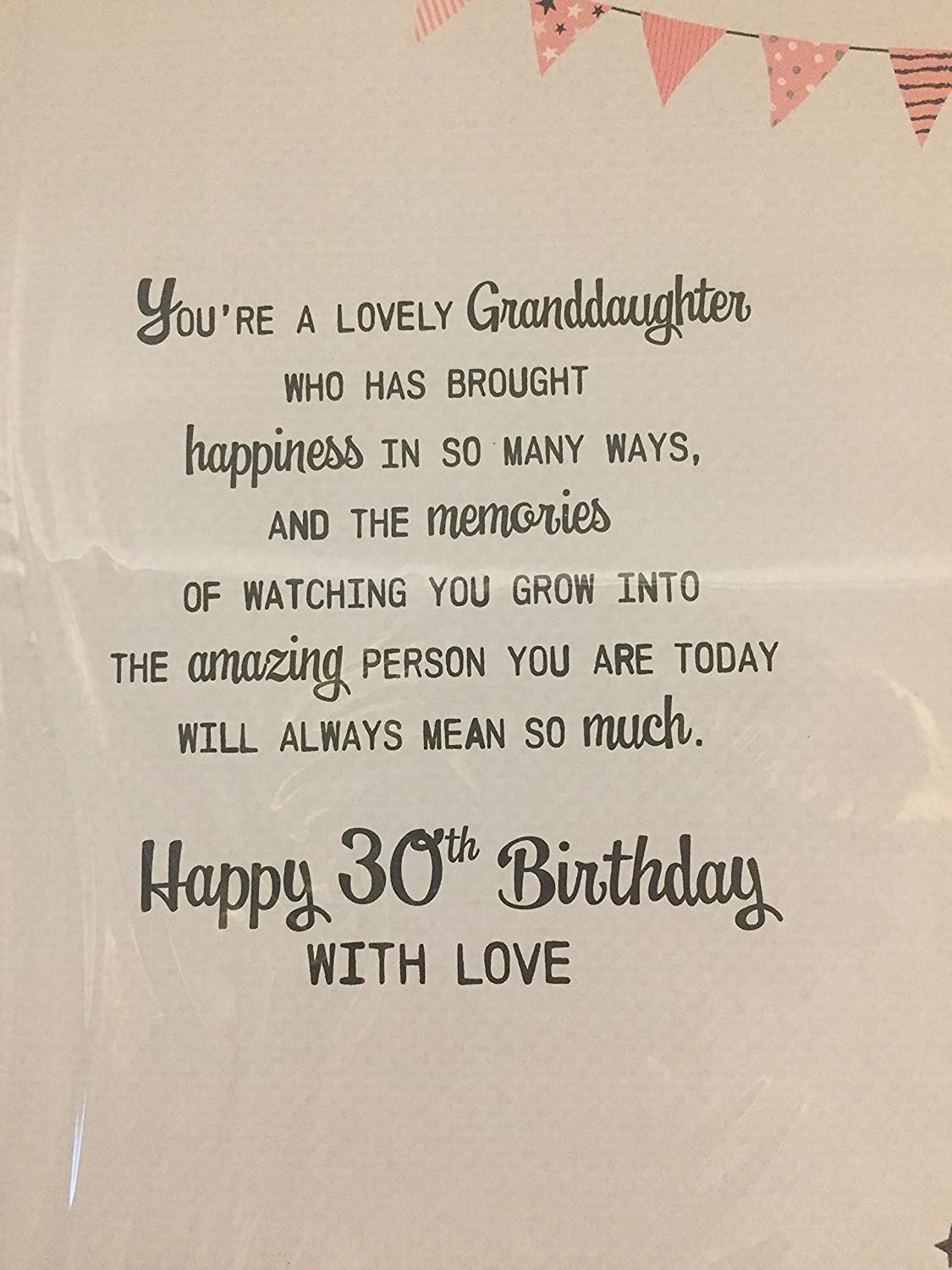 To A Fabulous Granddaughter 30 Birthday Card Age 30 30th Thirty Grey/Pink/Black/Silver Balloons/Words 3D/Glitter/Foil Detail