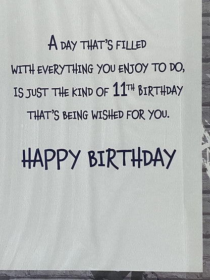 Boys Male Age 11 11th Eleven Eleventh Happy 11th Birthday Card Grey/Blue Graffiti Wall/Words Foil Detail(PH43417-1A)