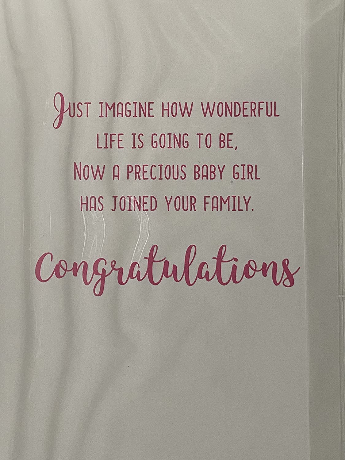 Congratulations On The Birth of Your Great-Granddaughter New Baby Girl Born Card To The Great-Grandparents Purple/Pink Baby Clothes/Purple+White Rabbits Foil Detail(NC-VA215E)