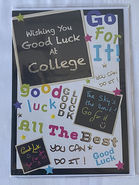 Wishing You Good Luck At College Card Your Going To College White/Black-Multi Words Foil Detail(PH35665A)