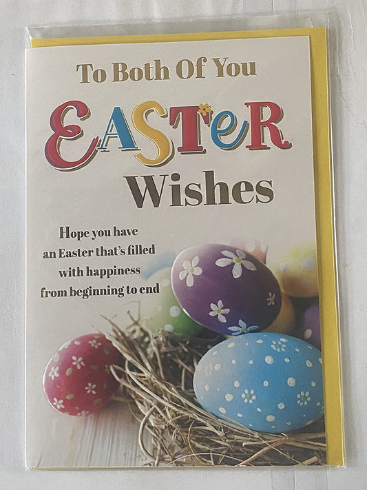 To Both Of You Easter Wishes Easter Card Multi Easter Eggs/Nest/Words Foil Detail