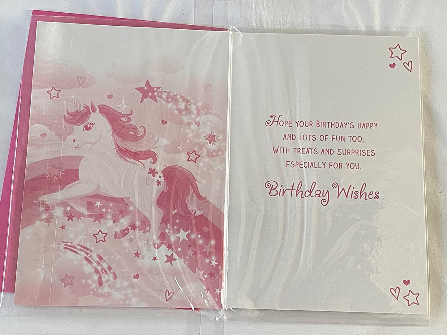 Girls Female Age 6 6th Six Sixth You're 6 Today! Birthday Card Pink-Jumping Unicorn/Rainbow Glitter/Foil Detail(PH48401E)