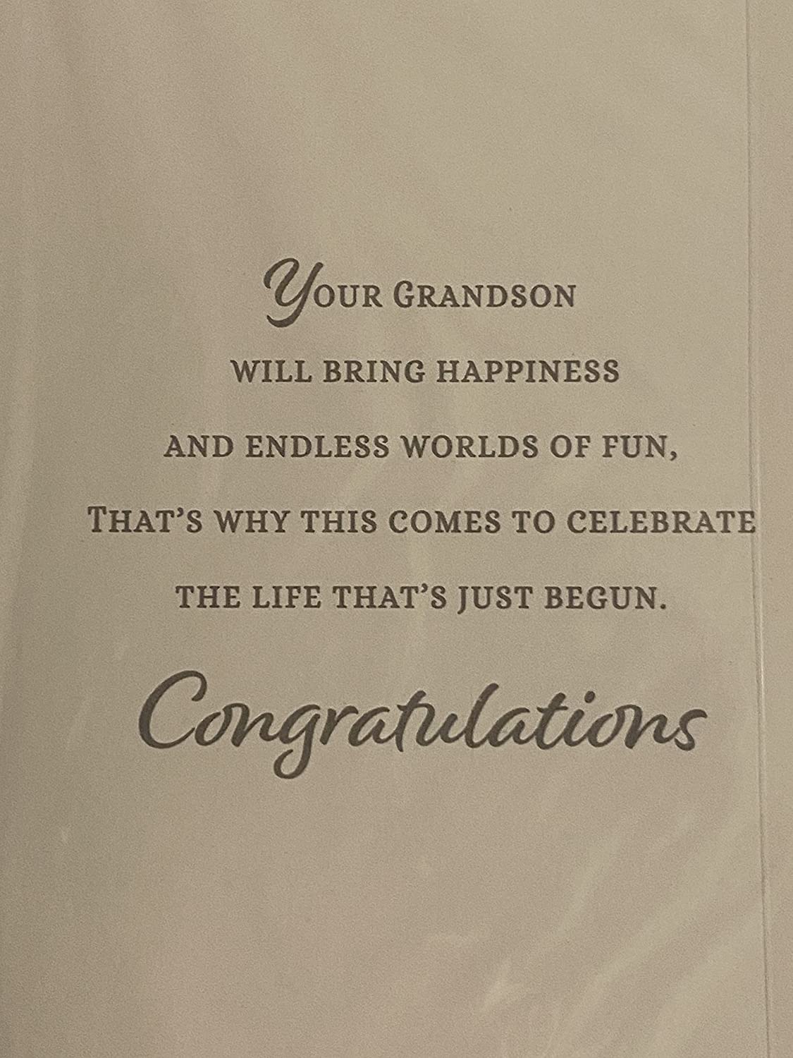 Congratulations On The Birth of Your Gorgeous Grandson New Baby Boy Born Card to Grandparents Teddy/Blue Blanket/Blue Balloons Foil Detail(VA216A)