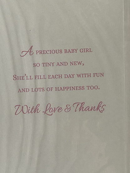 Loving Wishes On The Birth Of Our Great-Granddaughter New Baby Girl Born Card From The Great-Grandparents White Crib/Teddy Foil Detail(VA101E)