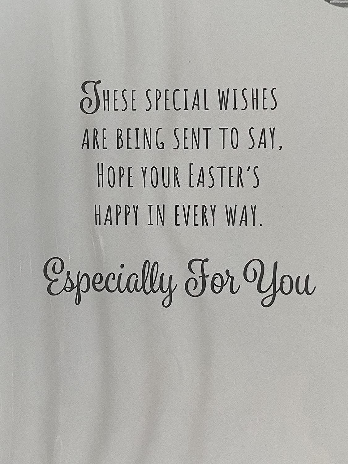 Sending Special Easter Wishes Card Open General Teddy/Big Orange Easter Egg/Multi Words/Spots Foil Detail