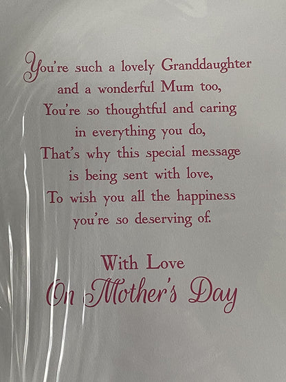 To My Special Granddaughter On Mother's Day Mothers Day Card Bathroom/Pink Words Ribbon/Foil Detail