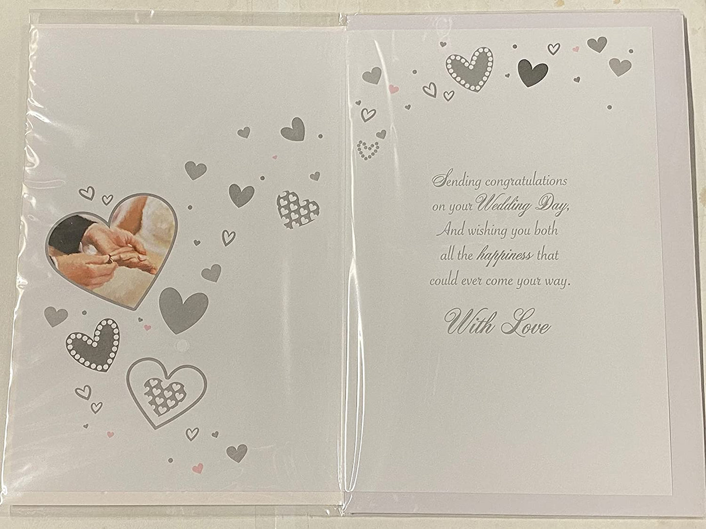 To A Special Granddaughter & Your Husband On Your Wedding Day Card Hands/Hearts/Silver Words 3D/Foil Detail(PRELUDE48745)