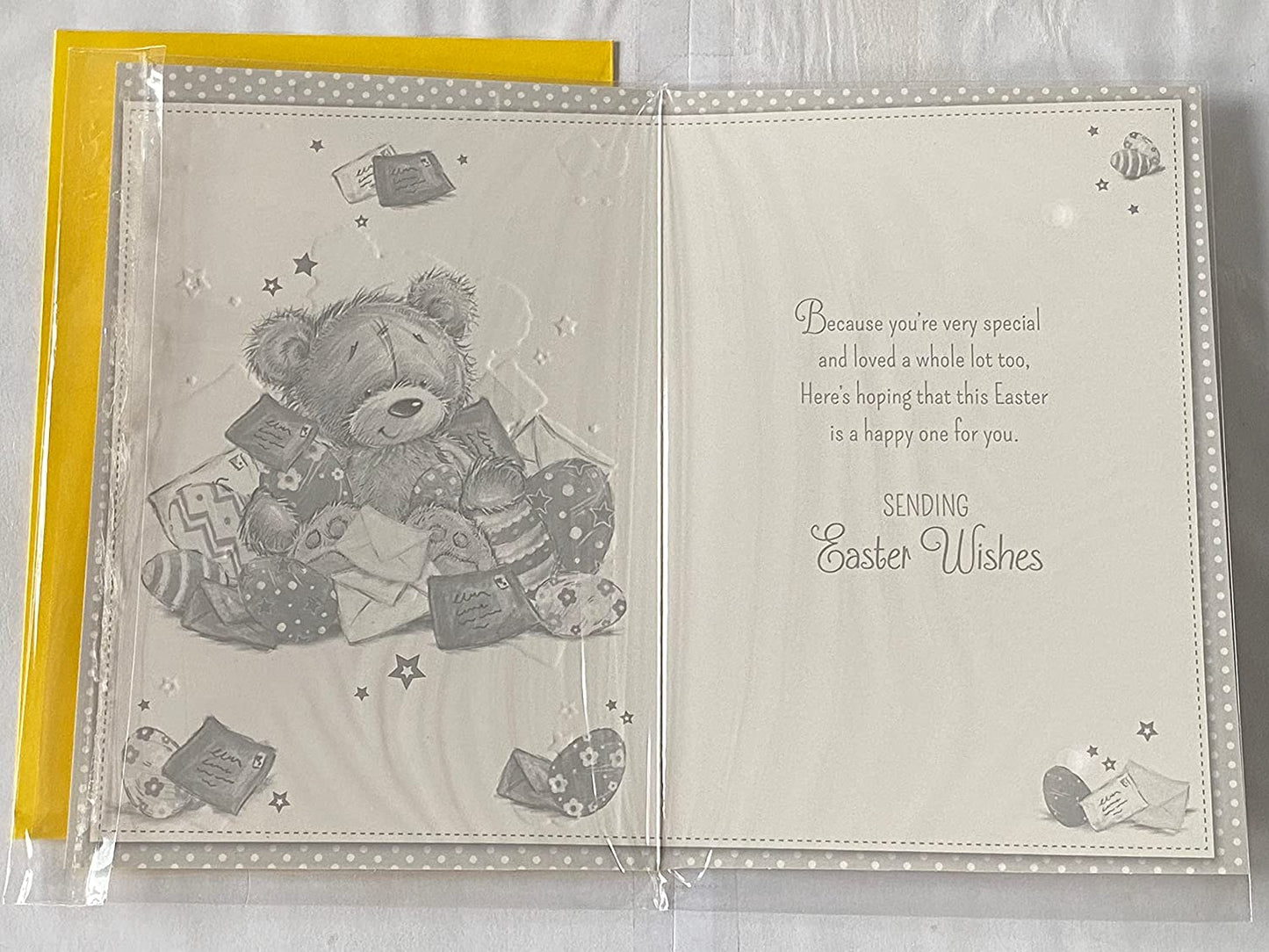 Easter Wishes Daughter Easter Card Teddy/Multi Letters/Multi Easter Eggs/Silver Words Foil Detail(PH39711A)