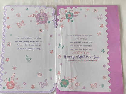 You've Always Been Like A Mum To Me Mother's Day Mothers Day Card Flowers/Words 3D/Gems/Foil Detail