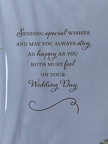 Happy Wedding Day To A Special Sister & Your Husband On Your Wedding Day Card Flowers/Gold Words 3D/Foil Detail(PRELUDE48746)