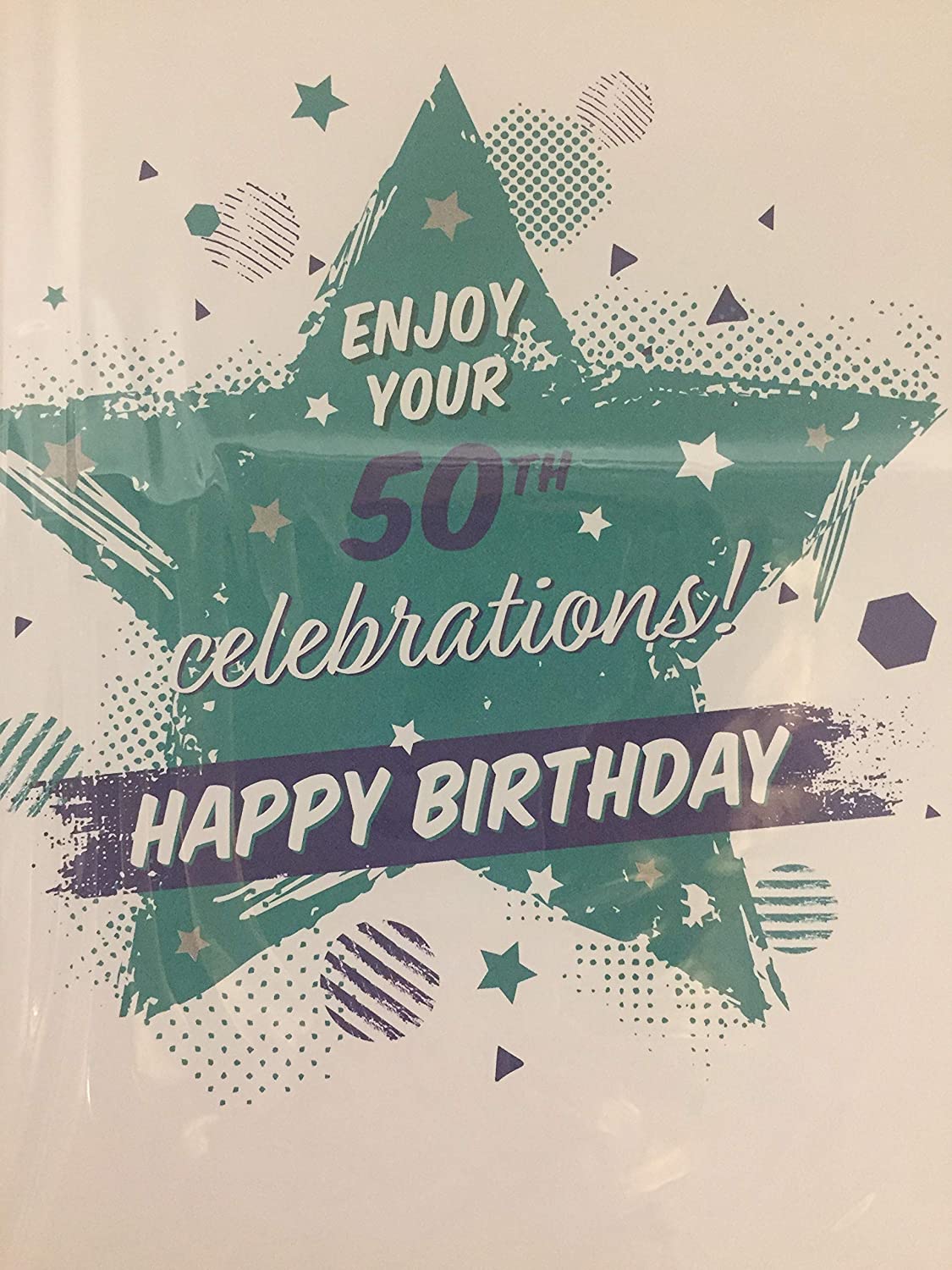 For A Special Brother On Your Birthday 50 Today Birthday Card Age 50 50th Fifty White/Gold/Blue/Green Star 3D/Foil Detail