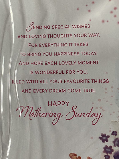 Have A Wonderful Day Sending Wishes For A Very Special Mothering Sunday Mother's Day Mothers Day Card Multi Flowers/Gold Butterflies/Words 3D/Glitter/Foil Detail