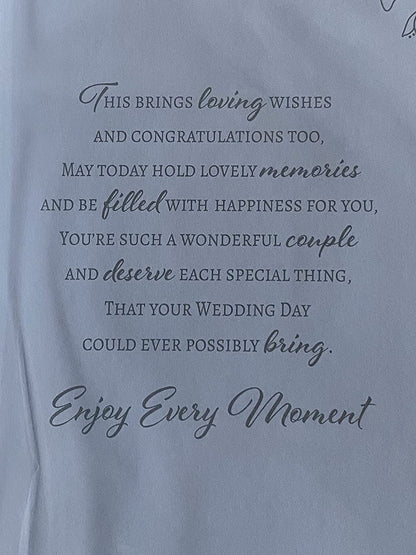 To A Wonderful Daughter & Your Husband On Your Wedding Day Forever & Always Wedding Day Card White/Silver-Heart/Words 3D/Foil Detail(PRELUDE48743)