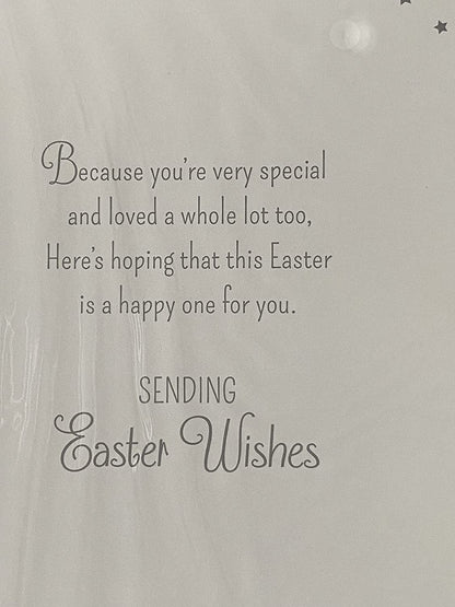 Easter Wishes Daughter Easter Card Teddy/Multi Letters/Multi Easter Eggs/Silver Words Foil Detail(PH39711A)