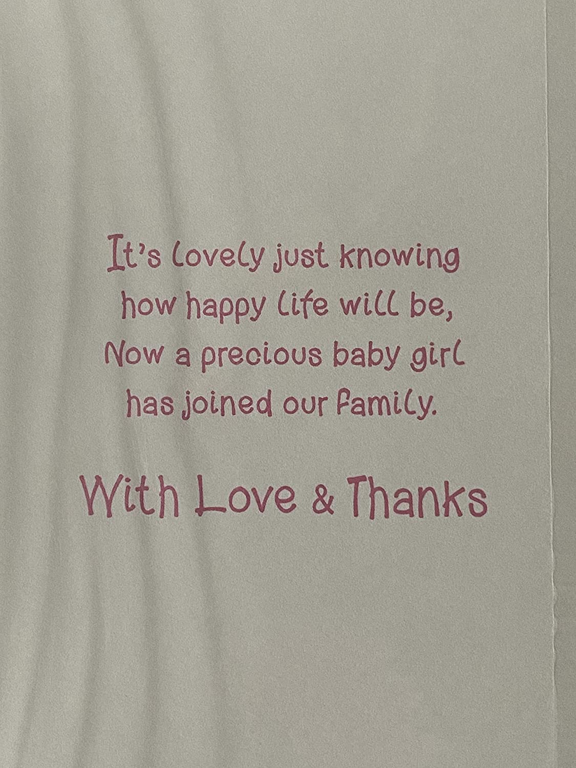 Loving Wishes On The Birth of Our Great-Granddaughter New Baby Girl Born Card From The Great-Grandparents White+Pink Teddy/Bed/Clouds Foil Detail(VA100A)