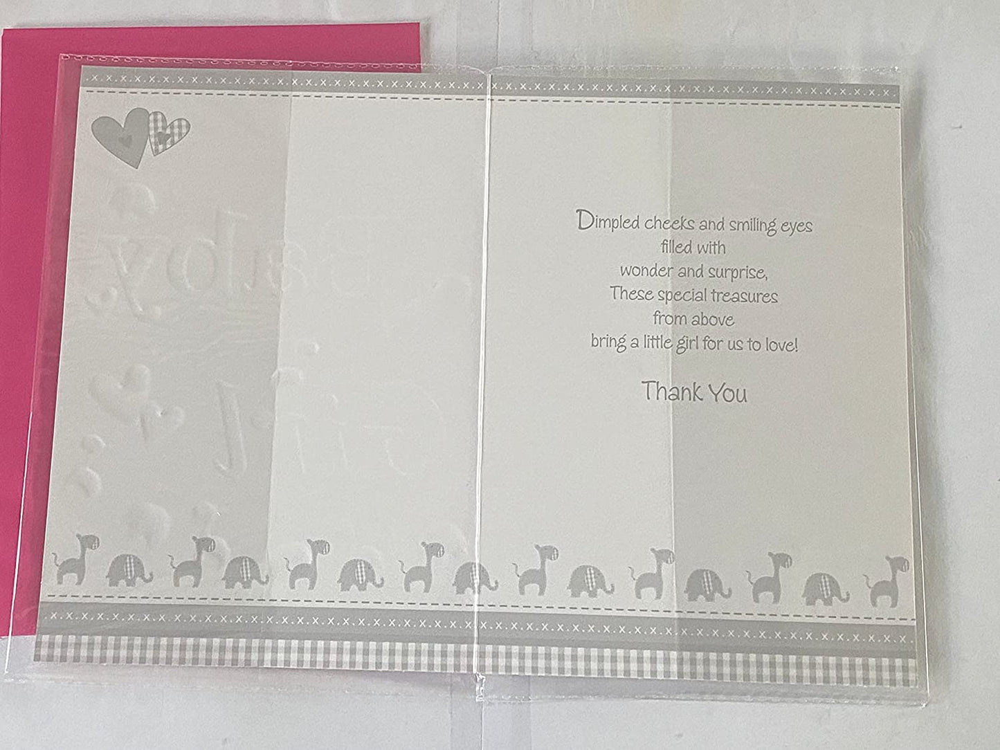 Thank You For A Beautiful Great-Granddaughter Baby Girl New Baby Girl Born Birth Card from The Great-Grandparents Words/Animals Foil Detail(PH35649E)