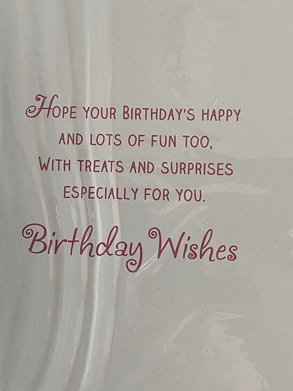 Girls Female Age 6 6th Six Sixth You're 6 Today! Birthday Card Pink-Jumping Unicorn/Rainbow Glitter/Foil Detail(PH48401E)