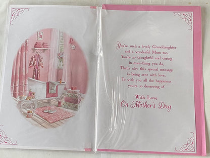 To My Special Granddaughter On Mother's Day Mothers Day Card Bathroom/Pink Words Ribbon/Foil Detail