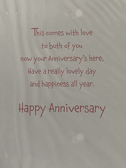 Happy Anniversary To A Lovely Nan & Grandad Love & Happiness On Your Anniversary Wedding Anniversary Card Sitting Teddies/Flowers/Words Glitter/Foil Detail(PH43652A)